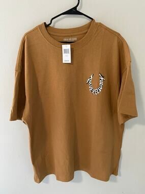 True Religion Puff Print Horseshoe Tee Mens Size Small Oversized Graphic